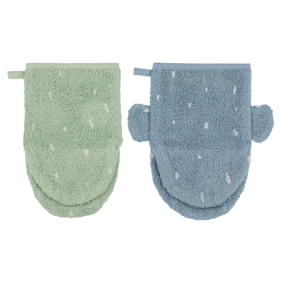 Washcloths 2-pack | Mr. Polar Bear - Mrs. Elephant